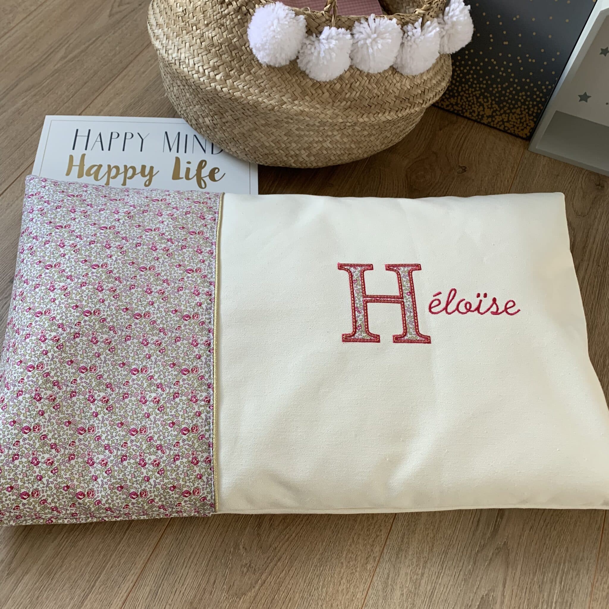 Le coussin 40/65 cm avec 2 tissus
