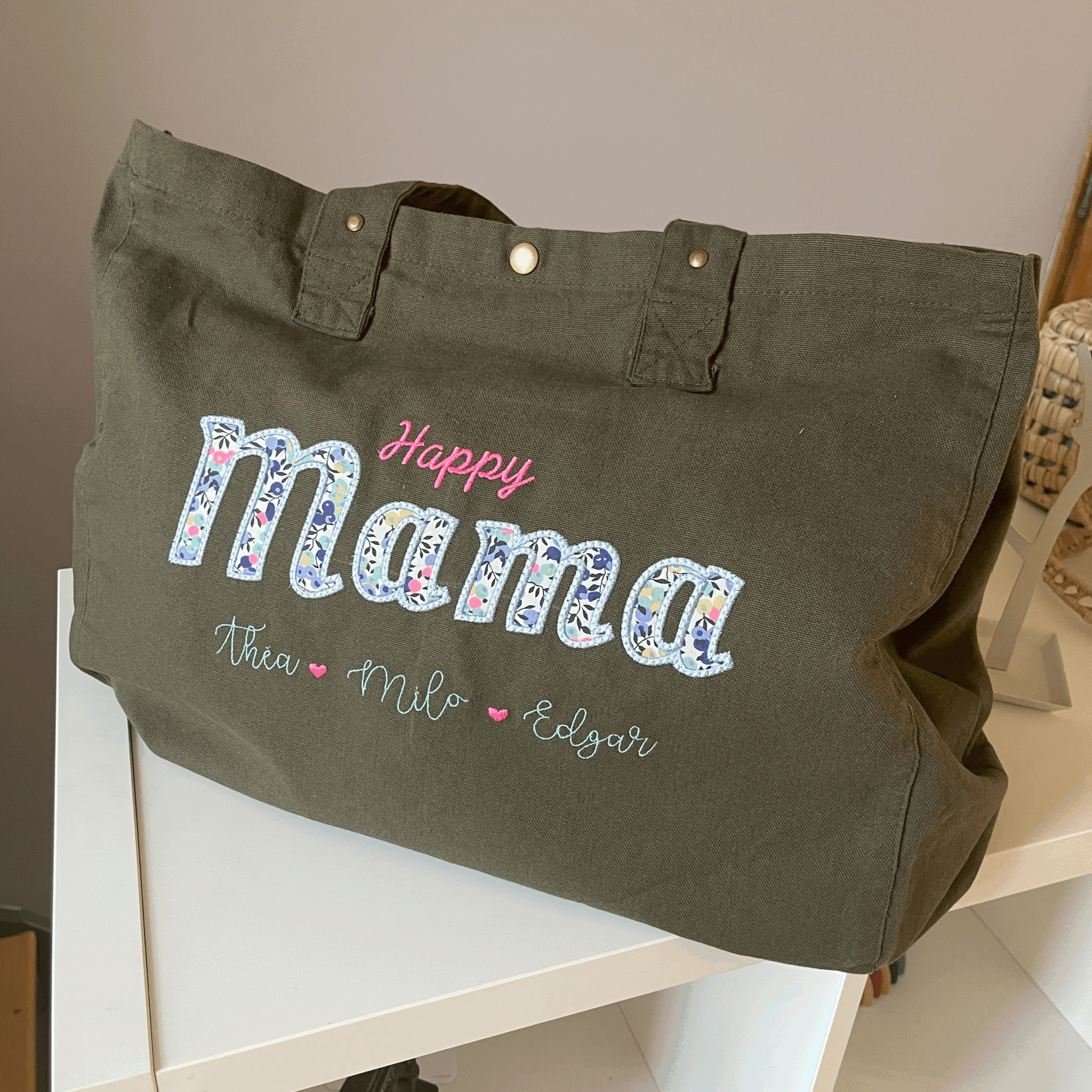 Le maxi sac cabas mot en tissu